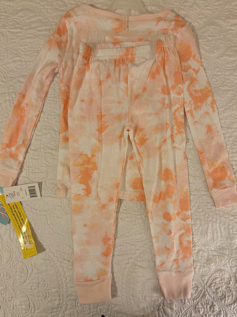 Kids Tie-Dye Orange Cream Pajama Set